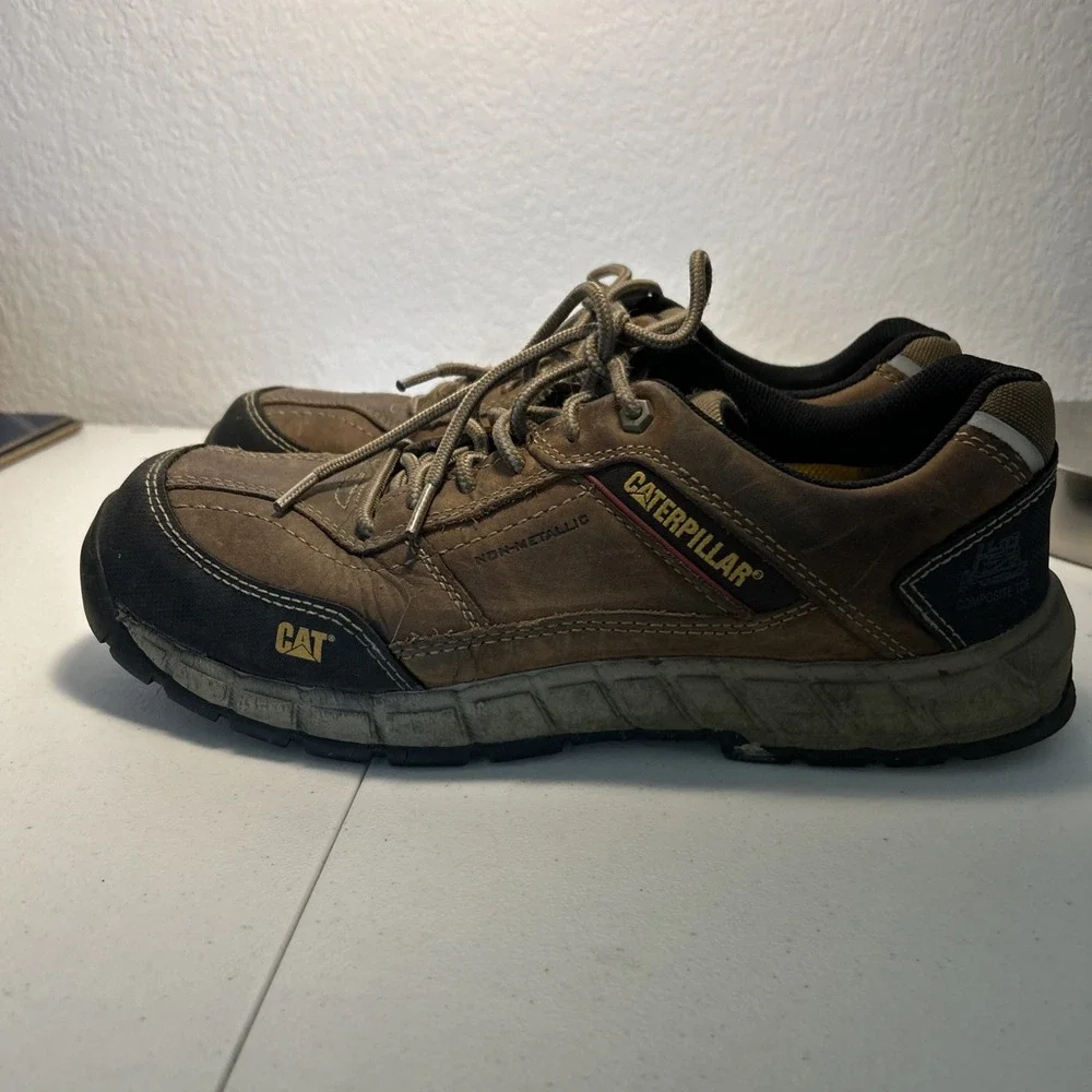 Caterpillar Cat‎ Brown Leather Composite Toe Safety Shoes Men's Size 10